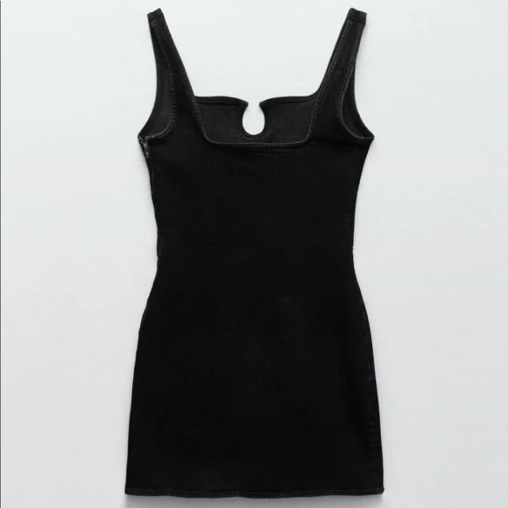 Zara Denim Black HOT Little Dress Small NWT - Picture 3 of 5